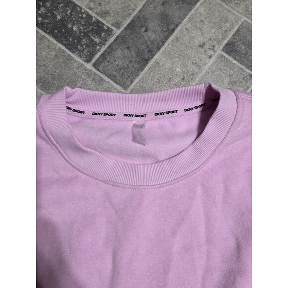 New DKNY Women Crop Sweater Pink With Sport Strip on Long Sleeves Size MEDIUM - Picture 5 of 9